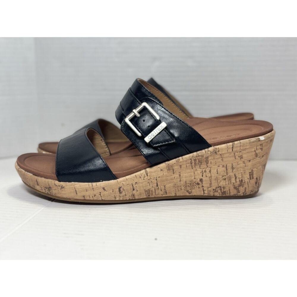 ComfortCut Black Wedge Sandal with Cork Heel